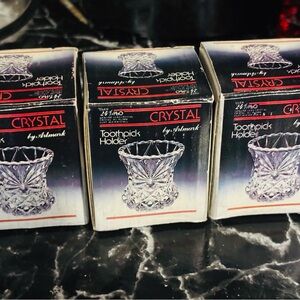 Vintage 1988 Artmark Crystal Toothpick Holder Set of three